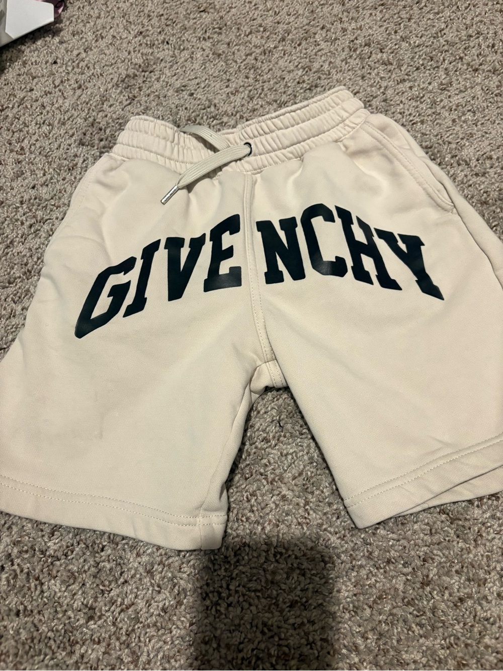 Givenchy Cream Athletic Shorts with Bold Black Logo